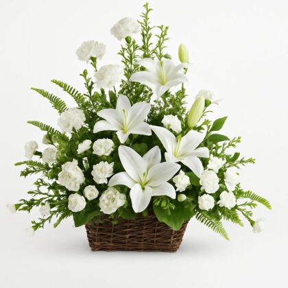 Peaceful White Lilies Basket